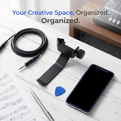 ibasenice Clamp-On Headphone Hook - Adjustable Mic Stand Mounted Headphone Holder - Studio Cable Rack - Metal Headset Hanger Hook for Cowbell Tambourines - Fit Up to 2" Dia Tubes