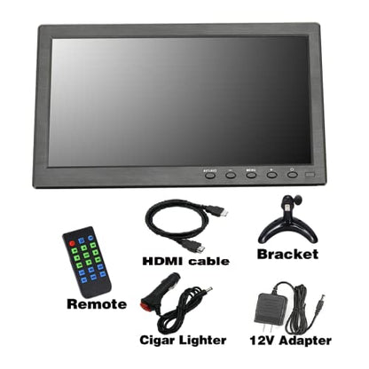 10 inch Portable HDMI Monitor Mini VGA Monitor Screen for PC/Camera/TV/Raspberry PI/Gaming; 1024x600 Pixel Support 1920x1080P Resolution; with Dual Speakers and USB Port