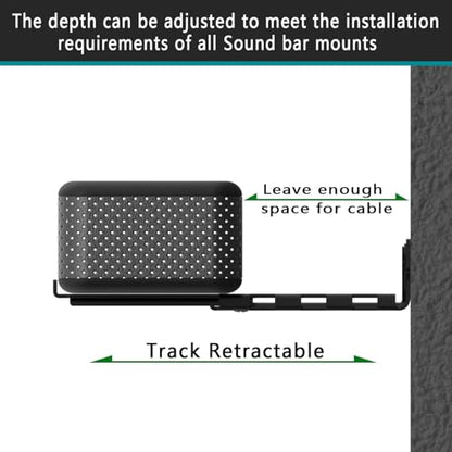 Soundbar Mount | Works with All Soundbar Including Samsung, Sony, Vizio, LG, & More | Depth Adjustable Sound Bar Mounts Under TV Bracket (Black: V02) - color: Black: V02