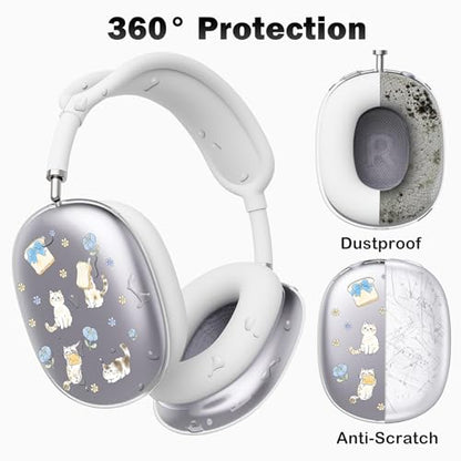 for AirPods Max Headphones Kitten Cat Ear Covers for AirPods Max 2 | Cute Clear Ear Cups Cover | White Silicone Ear Pad Case Headband Cover for Apple AirPods Max 2/1 (2026/2024/2020) - color: Cat B/White