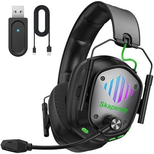Wireless Gaming Headset for PS5 Gamers, 2.4GHz ≤20ms Low Latency & Bluetooth, 50mm Driver for 3D Surround Sound, ENC Mic - 50H Battery, Compatible with PC PS5 PS4 Switch Mobile | 2.4GHz ≤20ms Low Latency, Bluetooth for Switch, Mac & Mobile, 50mm Drivers,