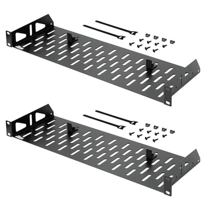 Tecmojo 1U Rack Shelf,19 inch Rack Shelf 6 inch Depth,Rack Mount Shelf with Anti-Slip Stops,Server Rack Shelf and Network Shelf for 19 in Equipments, 55lbs Capacity of Vented 1U Shelf,No Lip(2 Pack) - size: 6 in/2pack