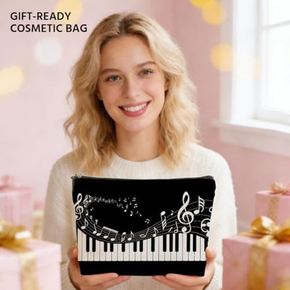 JIUWEIHU Piano Keys Makeup Bag, Musical Cosmetic Bags Travel Organizer Bag | Zipper Pouch, Christmas Birthday Gifts for Pianist Music Lover Women Friend Colleague Sister - color: Multicolor 0063