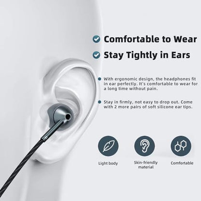 USB-C Wired Earbuds with Microphone, Volume Control, Noise Canceling, Compatible with Samsung Galaxy S24 S23 S22, iPhone 17 16 15 Pro Pro max, Pixel Phones - color: 1Pack-Black