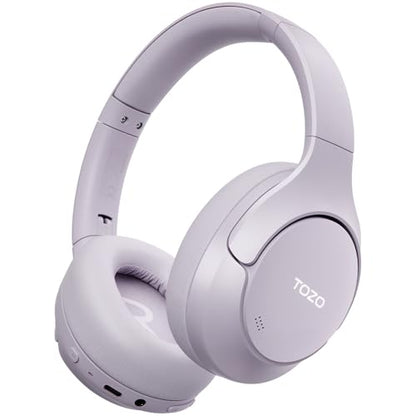 TOZO HT3 Hybrid Noise Cancelling Wireless Headphones, 90H Over Ear Headset | Hi Res Audio, AI Voice Assistant, Dual Device Connection, 32 Custom EQs, Built In 5 Mics, ANC, Foldable, Bluetooth 6.0 - color: Light Purple