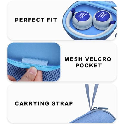 Kids Headphone Case for JBL Junior 320/320BT, Blue(Case Only) | for iClever BTH12/HS19/BTH22/BTH20/BTH18/BTH26, MIDOLA, Candy Bila, JoySpark, acer, eKids, JLab JBuddies Foldable Headphones - color: Dark Blue-Blue