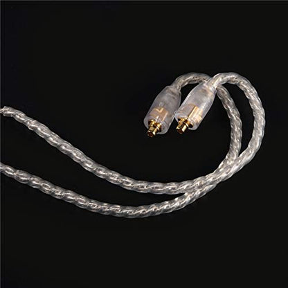 MMCX Connector Silver Plated Pure Copper Earphone Cable for SE215 SE535 SE846, Replacement Detachable Headphone Cable with 3.5mm Plug for High - Fidelity Audio (Silver Straight) - size: silver straight