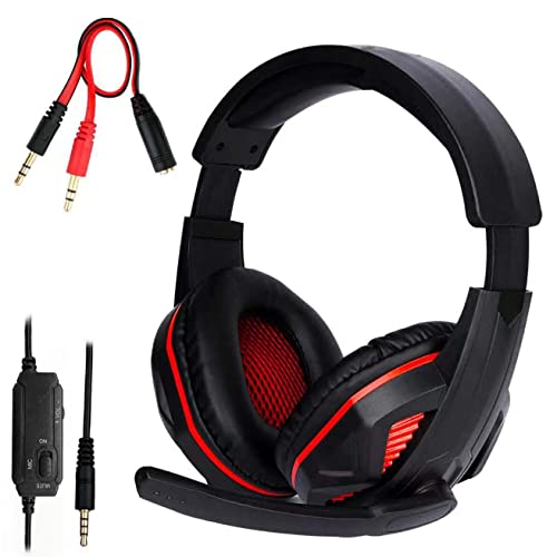 3.5mm Port Wired Gaming Headset, Stereo Bass Noise Isolation Headphone with Mic Volume Control for PS4 New Xbox One PSP PC Laptop Tablet Cellphones (Black)