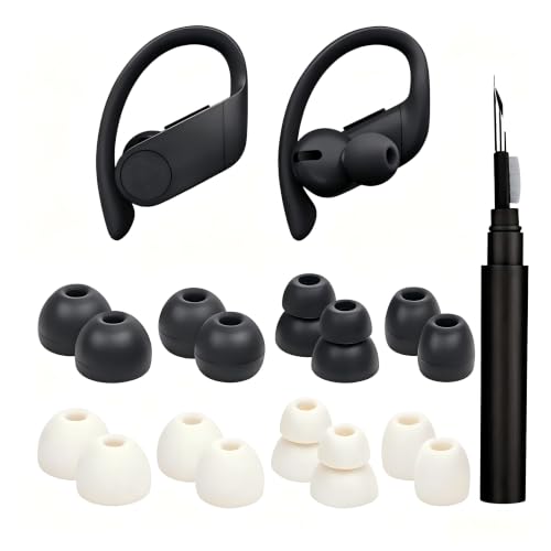 Replacement Earbuds Tips for Powerbeats Pro/Beats Flex/Beats X | Silicone Ear Tips Wireless Bluetooth Earphone Headphones with Cleaning Kit,Soft Reducing Noise Bud Tips Black&White 8Pack
