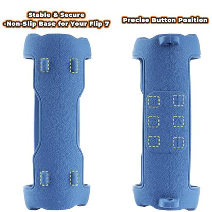 Silicone Cover Compatible with JBL Flip 7 Waterproof Portable Speaker with Shoulder Strap (Blue) - color: Blue
