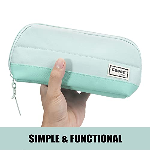 Sooez Wide-Opening Pencil Pen Case, Lightweight & Spacious Pencil Cases Bag Pouch Box Organizer, Aesthetic Supply with Triangular Design for Adults, Mint Green - color: Mint Green