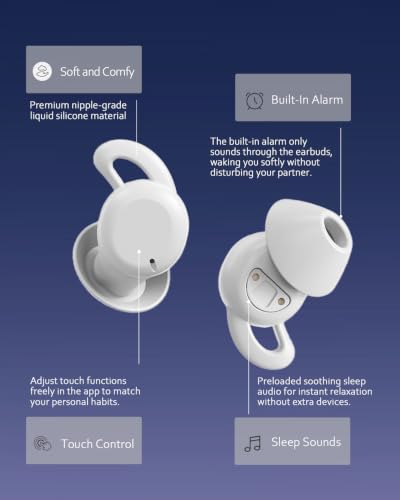 Sleep ANC Earbuds, Noise Cancelling Comfortable Side Sleeper Headphones