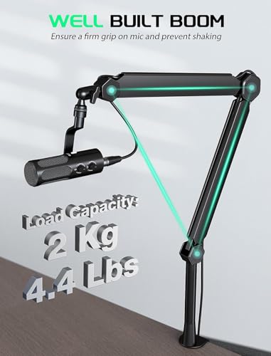 FIFINE BM66T Microphone Boom Arm with Extension Tube for Podcast Recording | Fully Adjustable Metal-Built Mic Stand, Cable Management Channels, Desk Clamp, Thread Adapter for Streaming Gaming - size: BM66T Black（With Extension Tube)