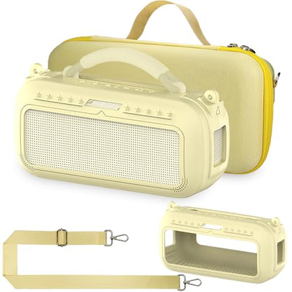 Protective Case for Bose SoundLink Max Portable Bluetooth Speaker | Accessories Hard Carrying Case and Silicone Cover Combo with Carrying Strap (Citrus Yellow) - color: Citrus Yellow