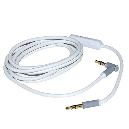 Solo Replacement 3.5mm Audio Cable Cord Wire with in-line Remote Microphone Compatible with Beats by Dr Dre Headphones Solo/Studio/Pro/Detox/Wireless/Mixr/Executive/Pill Suppot iOS System (White) - color: White