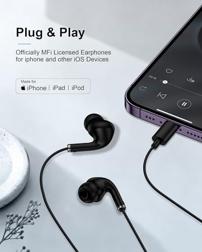 Wired Lightning Ear Buds for Apple Airpods iPhone 14 13, Headphones Earbuds | i Phone 14+ 14Pro 13 12 11 Pro Max Plus Lightening Connector, Ear phones with Microphone Lighting Air Pods Airpods - color: Wired Ear Buds-Black