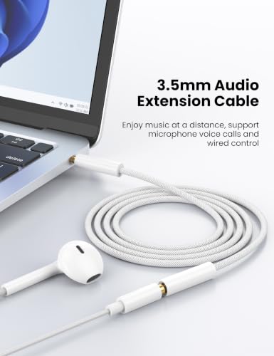 Fidioto [2-Pack, 10 Ft Hi-Fi] Headphone Extension Cable, 3.5mm Audio Male to Female Aux Adapter Suitable for Headphones, iPhone, iPad, Smartphones, Tablets, etc. (White) - size: 3M