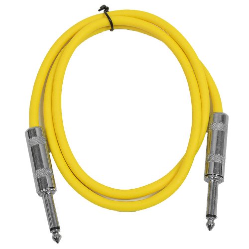 Seismic Audio - SASTSX-2 (6 Pack) - 2 Foot TS 1/4" Guitar, Instrument, or Patch Cables Yellow - color: Yellow, size: 2 Foot