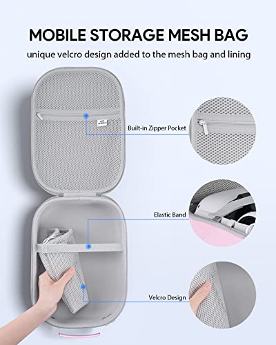 Hard Carrying Case for Meta Quest 3S/3 Oculus Quest 2 Pico 4 | Compatible with Vision Pro, Hard Travel Storage Case, Fits Elite & Battery Head Straps, (Pink )
