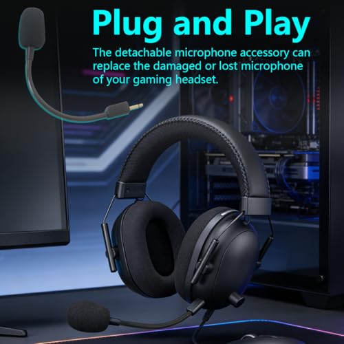 Mic Replacement for Razer BlackShark V2 and V2 Pro Wireless Gaming Headset 3.5mm Detachable Game Boom Microphone with Foam, Black (2026 Upgraded)