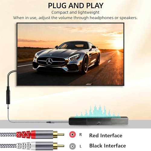 192KHz DAC Optical to RCA Converter,Optical Audio Cable to RCA Male Cable Adapter,Digital to Analog Audio Converter for HDTV, DVD, Set-top Boxes(Unidirectional from O-ptical to RC A Only) Cable -6.6FT - size: 6.6FT