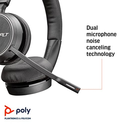 Plantronics - Voyager 4210 UC USB-A with Charge Stand (Poly) - Bluetooth Single-Ear (Monaural) Headset - Connect to PC, Mac, & Desk Phone - Noise Canceling - Works with Teams, Zoom & more