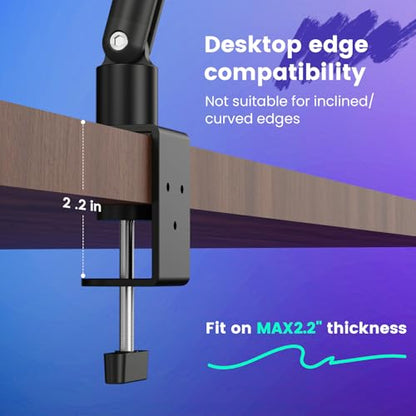 Adjustable Microphone Boom Arm for Lightweight Mics, 30-inch Rotatable Desk Stand with Cable Management & 3/8" 5/8" Threads, Space-Saving Design for Streaming, Podcasting, Gaming (Black)