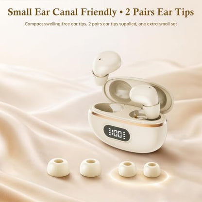 Xmenha Extra Small Invisible Mini Earbuds Wireless Bluetooth Small Invisible Ear Buds for Sleeping Smallest Headphones Tiny Micro Hidden Discreet Earbuds for Work - color: Nude