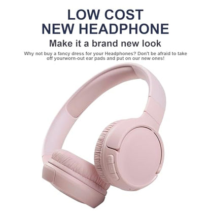 Tune 600 Ear Pads Replacement Ear Cushions Compatible with JBL Tune 600BTNC T500BT T510BT Tune 500 T450BT JR300 JR300BT Headphones High-Density Memory Foam Earpads Earmuffs Ear Cups Cover (Pink) - color: Pink