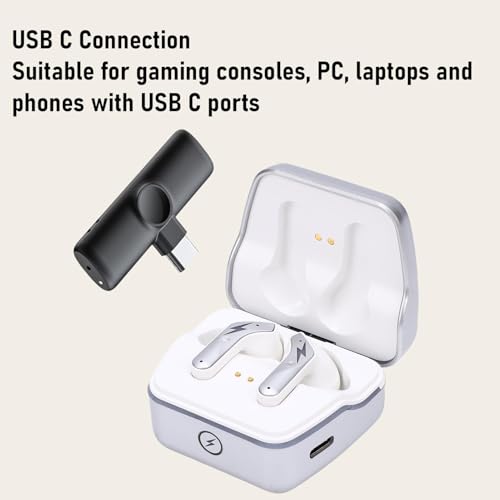 Yunseity Wireless Gaming Earbuds, 20ms Low Latency Game Earphones with Noise Canceling Mic, 2.4GHz & Bluetooth 5.3 Dual Mode, Comfortable in Ear Earphones for PC Laptop Phone (White) - color: White