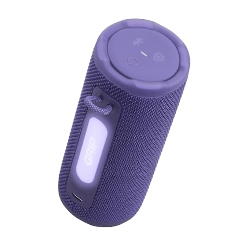 JBL Grip Portable Bluetooth Speaker, Waterproof, Ambient Light - Purple | Up to 14 Hr Playtime, AI Sound Boost, IP68 Waterproof And Dustproof, Drop-Proof, App Control, Ideal For Outdoor And Travel - color: Purple