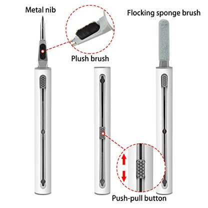 2pcs Cleaner Kit, Multi-Function Cleaner Kit for Bluetooth Camera Earphone Computer (White)