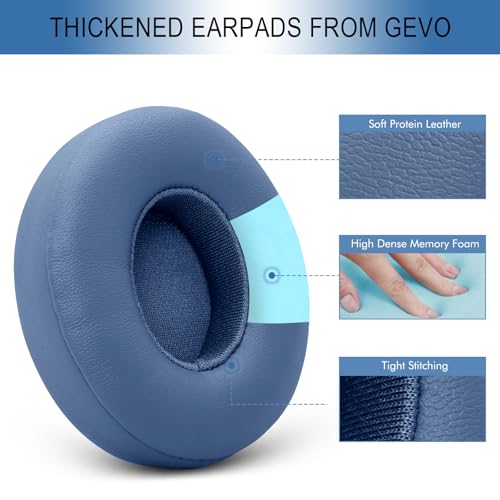 GEVO Ear Pads Replacement for Beats Solo 4 Wireless On-Ear Headphones, Earpads Ear Cushions for Solo 4 with Soft Protein Leather, Stronger Adhesive Backing (Slate Blue) - color: Slate Blue