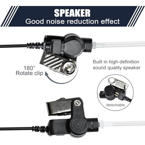 Dual Ptt Headset with Microphone 2 Prong Walkie Talkie Earpiece and Mic Acoustic Tube Ear Piece Surveillance Kit Police Headphone for Motorola 2-Pin Radios CP200 CP200D BPR40 CP100D CP185 RDM2070D