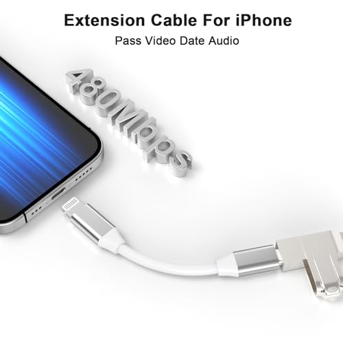 9cm Lightning Male to Lightning Female Charger Adapter,iPhone Extension Charging Adapter Cable Cord Connector Converter Dongle Compatible with iPhone 14 13 12 11 XS XR X 8 7 6 Not USBC | 9CM iPhone Charger Extension Cable Cord Connector Converter Dongle C