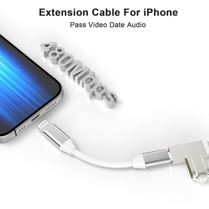 9cm Lightning Male to Lightning Female Charger Adapter,iPhone Extension Charging Adapter Cable Cord Connector Converter Dongle Compatible with iPhone 14 13 12 11 XS XR X 8 7 6 Not USBC | 9CM iPhone Charger Extension Cable Cord Connector Converter Dongle C