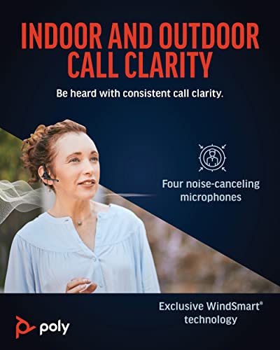 Poly Voyager 5200 UC Wireless Headset & Charging Case (Plantronics) - Single-Ear Headset w/Noise-Canceling Mic - Connect Mobile/Mac/PC via Bluetooth - Works w/Teams, Zoom (Renewed)