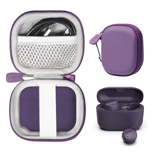 Case for JLab Go Pop+,Go Air Pop, Air Tones+/ Tones, JBuds Mini True Wireless Earbuds, Compact Organizer for the Charger case and Charger Cord (Purple) - color: Purple