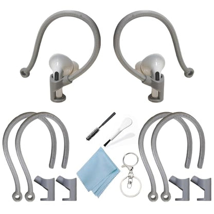 Ear Hooks Compatible with AirPods 4,3, 1, 2 and Pro & All in-Ear Headphones with Stems - 2 Pairs Adjustable Secure & Comfortable Prevent Falls Ear Holders for Headphones - Easy to Install (Gray) - color: Gray