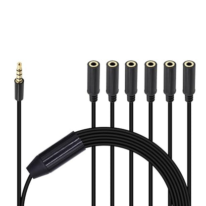 3.5mm Headphone Splitter 1 to 6-Ways 3.5mm (1/8") TRRS 4-Pole Gold Plated Male to 6-Female Stereo Jack Splitter Audio Cable for Headphone and Microphones(50cm/20in)