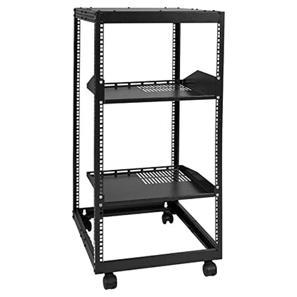 VEVOR 20U Open Frame Server Rack, 23''-40'' Adjustable Depth, Free Standing or Wall Mount Network Server Rack, 4 Post AV Rack with Casters, Holds All Your Networking IT Equipment AV Gear Router Modem - size: 20U