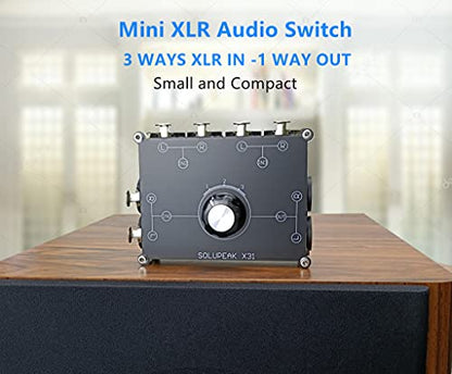 X31 XLR Balanced Cable Switch Signal Sources selector 3 in 1 Out Audio switcher Splitter Box - color: Black