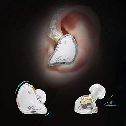 BASN Bmaster Triple Drivers in Ear Monitor Headphone with Two Detachable Cables Fit in Ear Suitable for Audio Engineer, Musician (White) - color: White