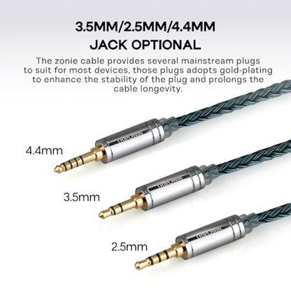 Linsoul Tripowin Zonie 16 Core SilverPlated IEM Cable, Recessed 2pin, 3.5mm - color: Moss