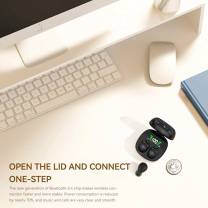 Yihou Small Invisible Mini Earbuds Ear Buds Hidden Discreet Sleep Flat Headphones Secret Low Profile Smallest Micro Sleeping Comfortable Tiny Earbuds Wireless Bluetooth for Work, Small Ear Canals - color: Black