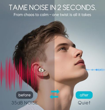 Adjustable Ear Plugs, 3-Mode Reusable Noise Canceling Earplugs with 14-35 dB SNR Reduction, Flexible Silicone for Ultimate Focus, Travel, Sleep, Concerts & Social Events - color: Cream