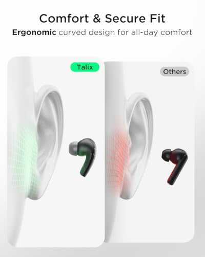 TALIX T30 Noise Cancelling Earbuds with Phone Stand, Punchy Bass, 4-Mic, True Wireless Bluetooth 6.0 in Ear Headphones, 28H Playtime, IPX4 (Black) - color: Black