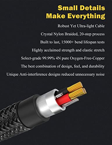 1/4 to 3.5mmAdapter for Mixer Guitar Piano Amplifier Speaker 30CM | 6.35 mm Male to 3.5 mm TRS Female Audio Jack Adapter,Braided Tangle-free Cord,24K Gold Plated Brass Audio Jack Plug Converter - size: 0.98 Feet