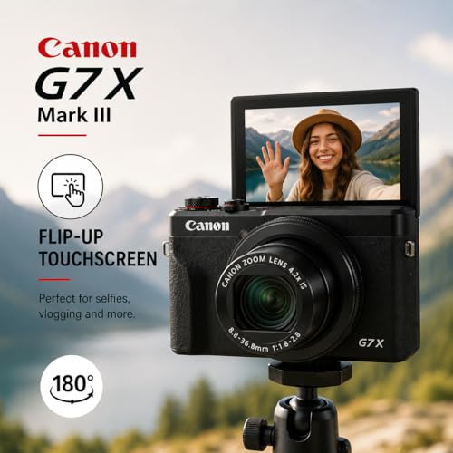 Canon PowerShot G7 X Mark III Digital Camera Bundle with 64GB SD Card, Wireless Lavalier Microphone System, Hardshell Camera Case, Card Reader & Cleaning Kit (Silver)