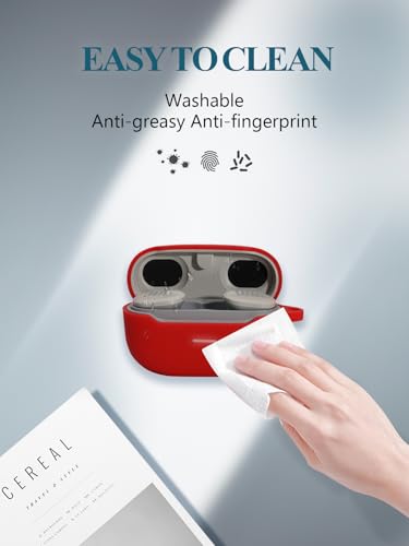 Case for JBL Endurance Race TWS True Wireless Sports Earbuds, WUNIAK Soft Silicone Protective Portable Scratch Shock Resistant Shell with Cleaner Kit & Carabiner & Lanyard,Red - color: RED